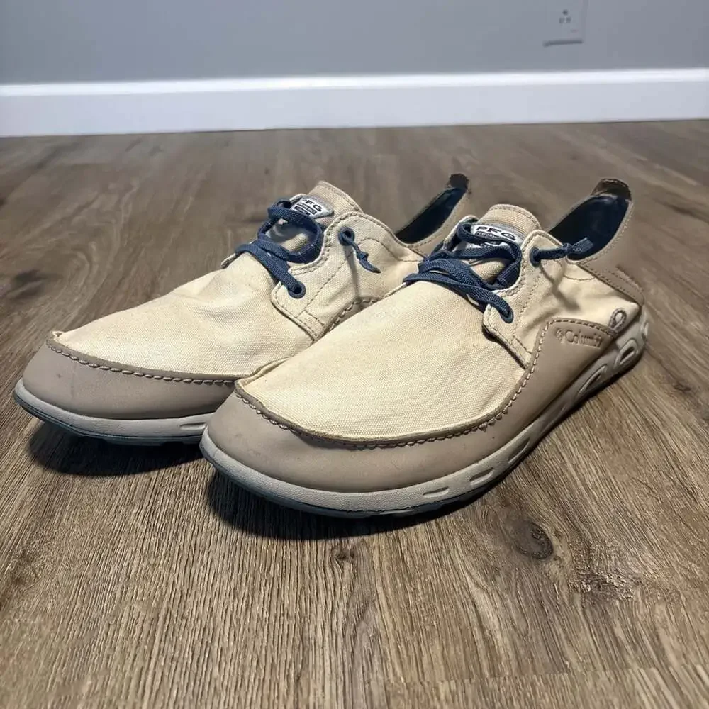 Columbia Men's sz 13M PFG Bahama Vent Loco Relaxed III Boat Shoes Ivory Canvas
